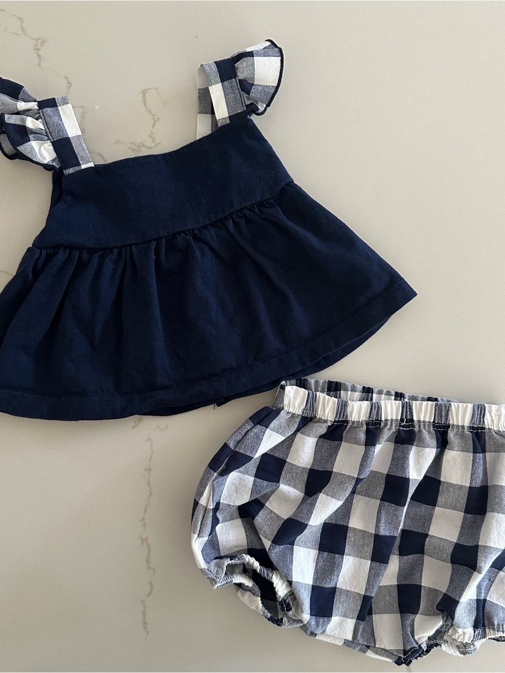 Navy Gingham Dress Set